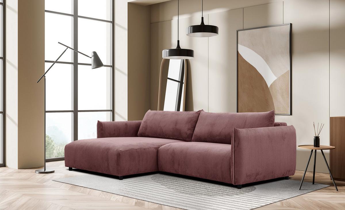 ECKSOFA TAUER 5-Sitzer, altrosa - Altrosa/Schwarz, Holzwerkstoff/Kunststoff (174/292cm) - Wozimo
