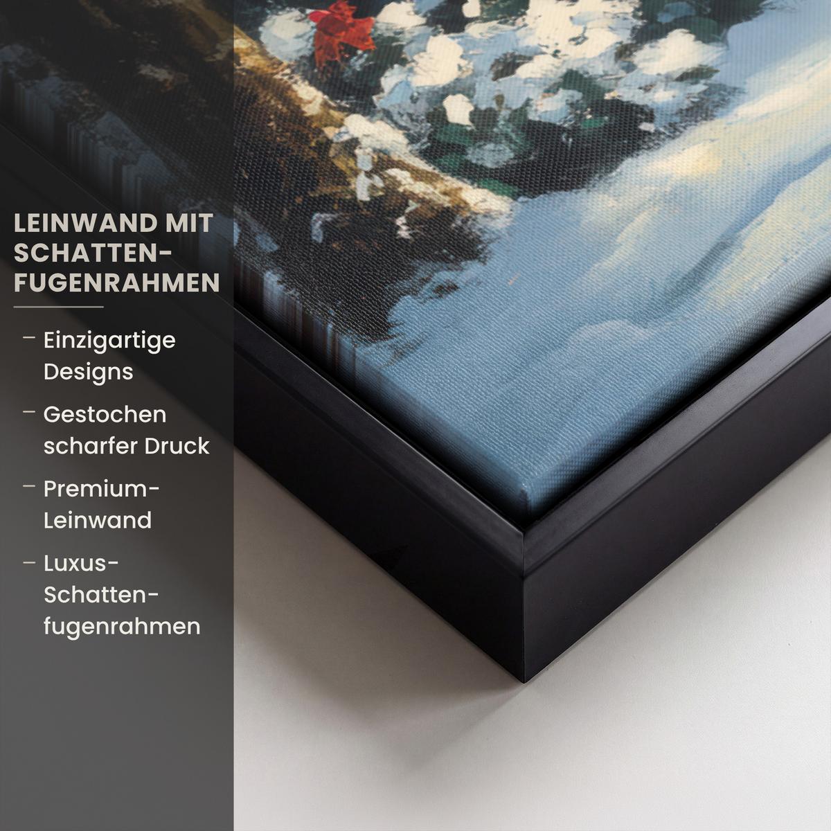LEINWAND Bilder mit Rahmen - Weihnachten - Weihnachtsbaum - Winter - Zuhause - Schnee - 80x60 - Smaragdgrün, Textil (80/60cm) - MuchoWow