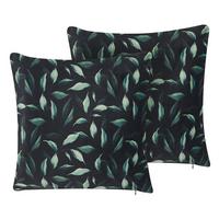 DEKOKISSEN 2er-Set Grün 45/45 cm Toadflax - Grün, Textil (45/45cm) - Beliani