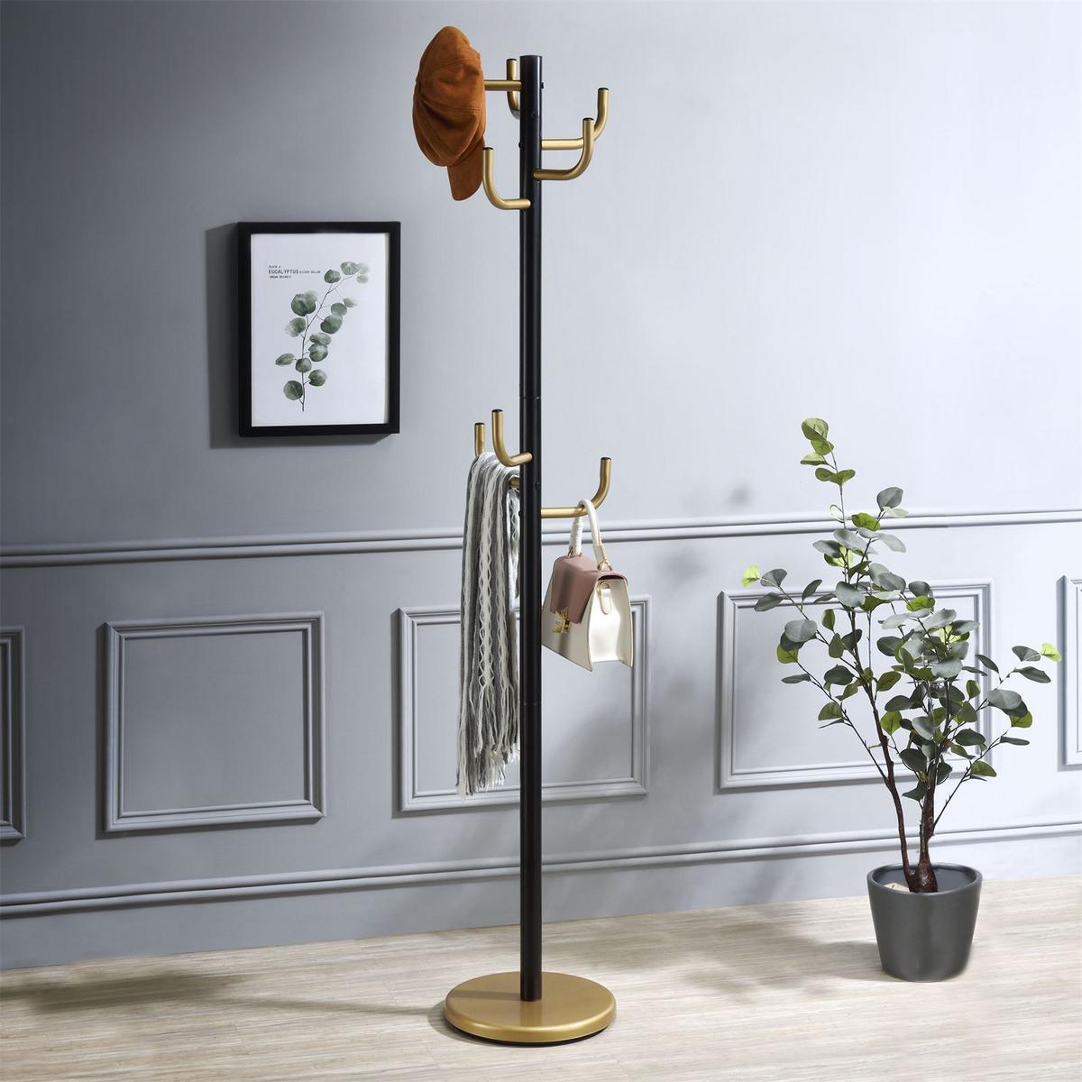 KLEIDERSTÄNDER MILA schwarz/gold - Goldfarben/Schwarz, Metall (30/174/30cm) - IDIMEX