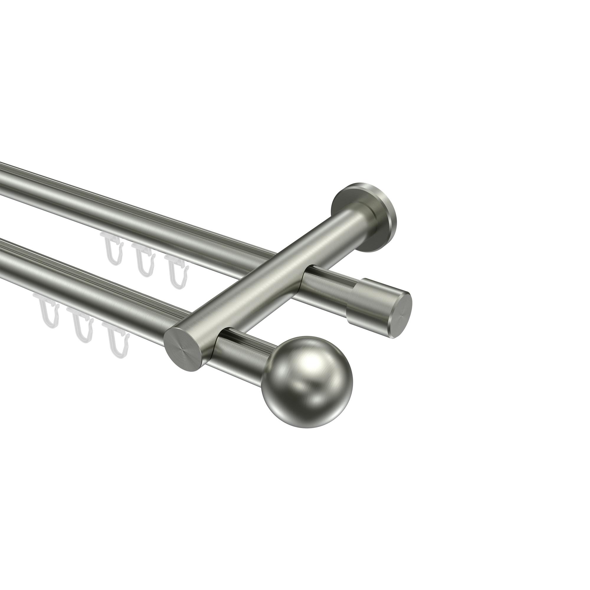 GARDINENSTANGE INNENLAUF Platon Luino 400 cm (geteilt in 2 x 200 cm), 2-läufig, 20 mm Ø Edelstahl-Optik - Edelstahlfarben, Metall (400cm) - INTERDECO