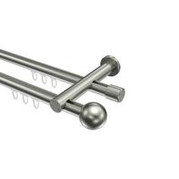 GARDINENSTANGE INNENLAUF Platon Luino 400 cm (geteilt in 2 x 200 cm), 2-läufig, 20 mm Ø Edelstahl-Optik - Edelstahlfarben, Metall (400cm) - INTERDECO