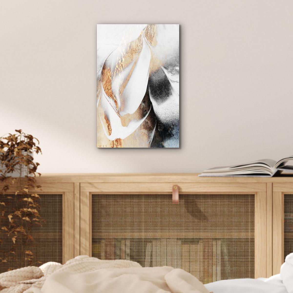METALLBILD Luxus - Abstrakt - Gold - Weiß 20x30 cm - Goldfarben, Metall (20/30cm) - MuchoWow