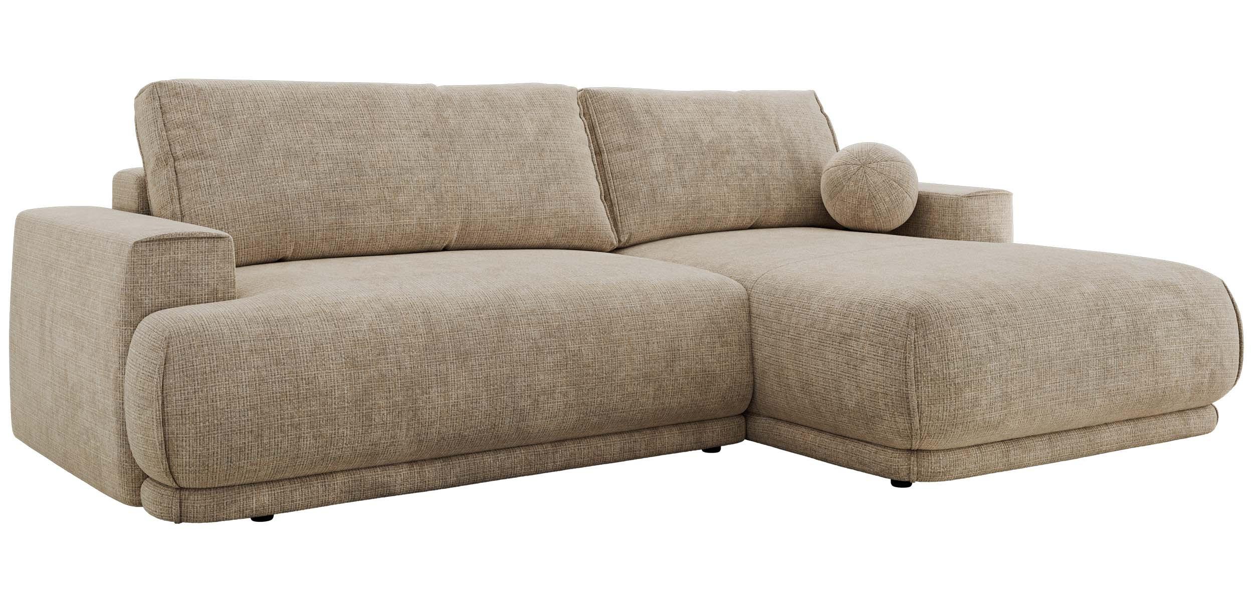 ECKSCHLAFSOFA RINA L Beige Schenille grob gewebt - rechts - Beige/Schwarz, Kunststoff/Textil (170/267cm) - MKS
