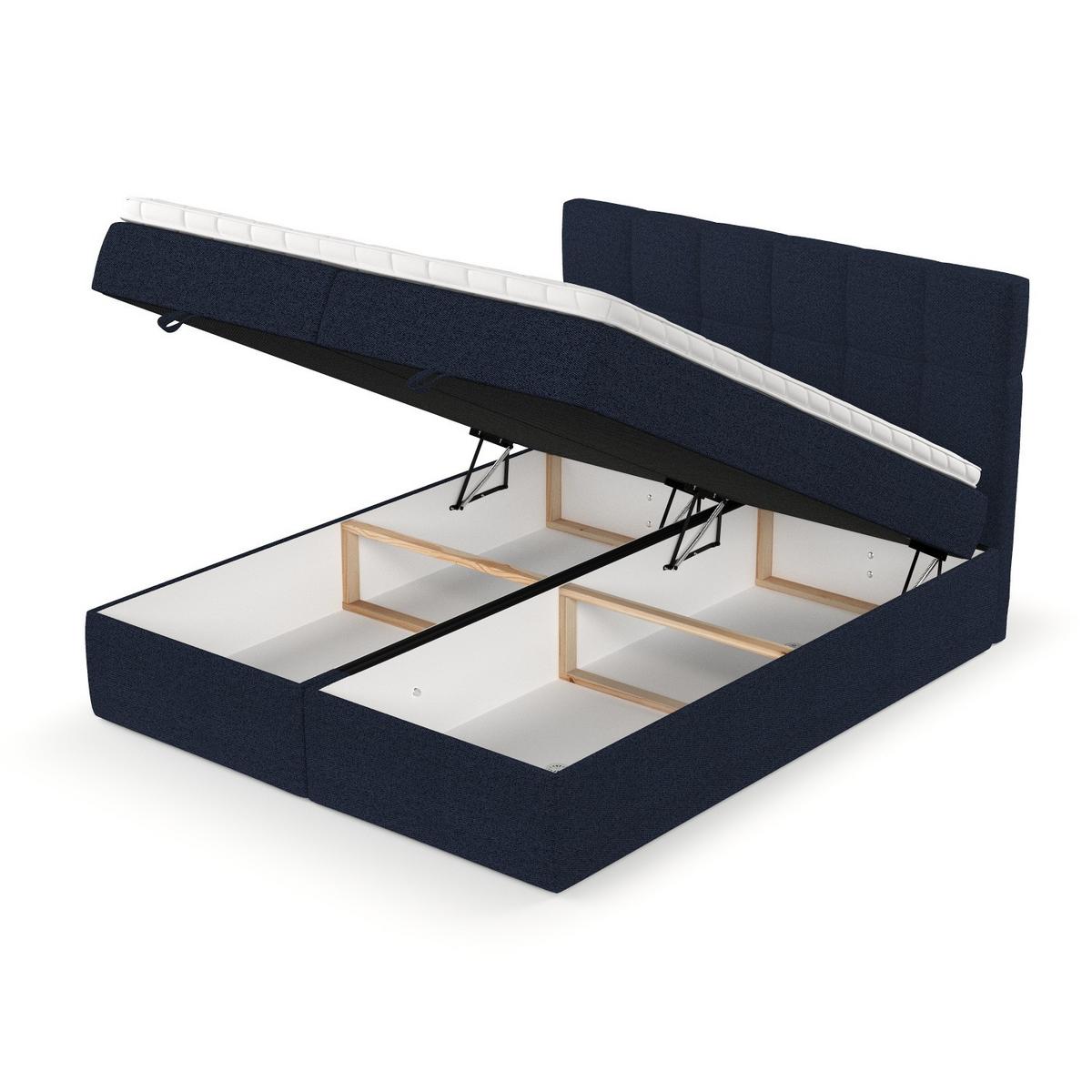 BOXBETT Savio 180/200 cm Marineblau im Riva Stoff - Schwarz/Dunkelblau, Holz/Holzwerkstoff (180/200cm) - AltaBeds