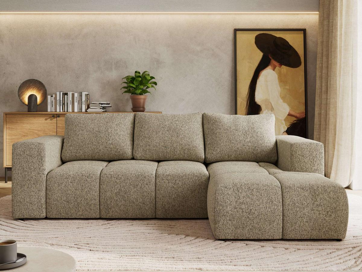 ECKSOFA MONIVA Dunkelbeige Strukture - Rechts - Taupe/Beige, Kunststoff/Textil (266/164cm) - MKS