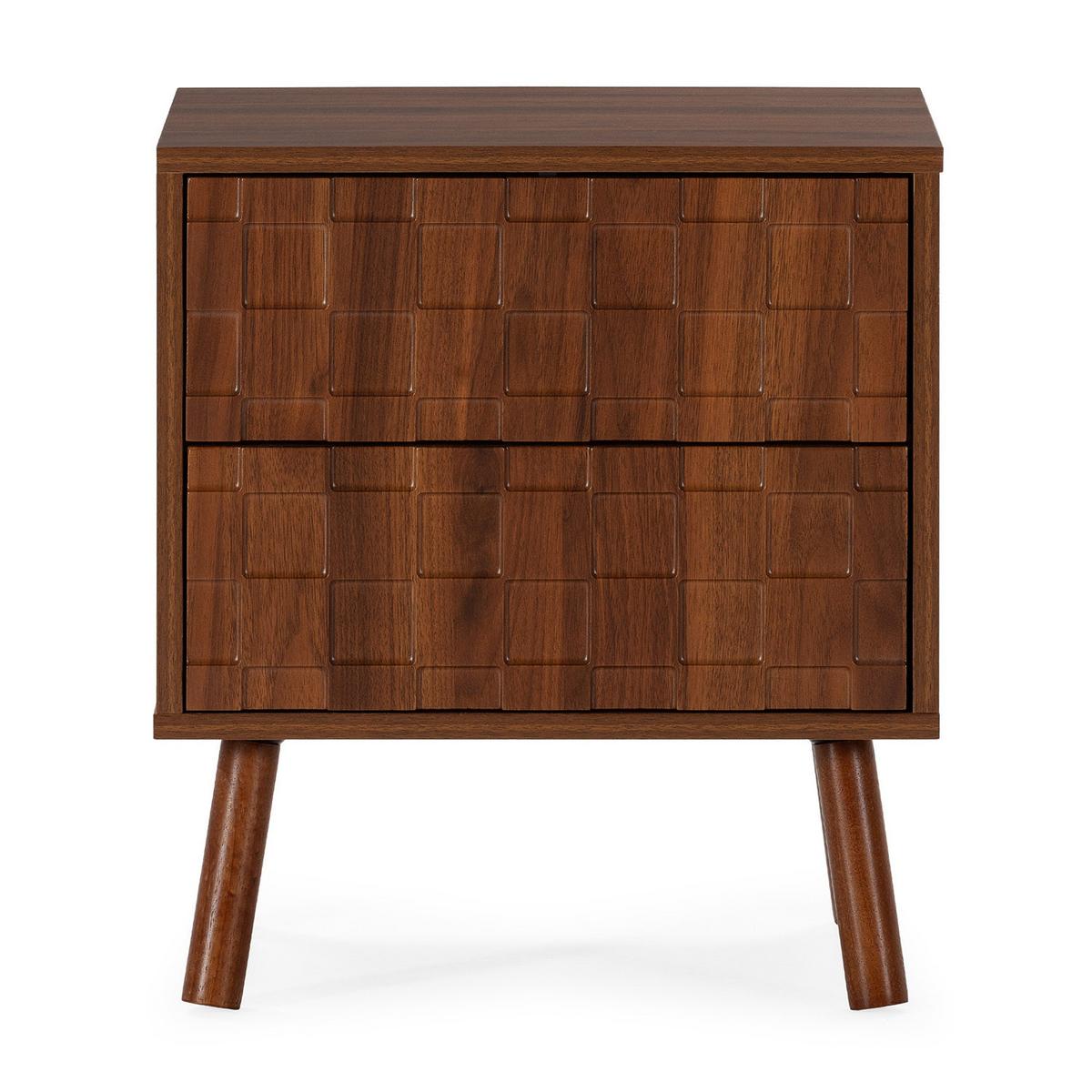 NACHTTISCH Canadá 2 Schubladen Walnuss-Optik - Walnussfarben, Holzwerkstoff (45/50/35cm) - VS Venta-stock