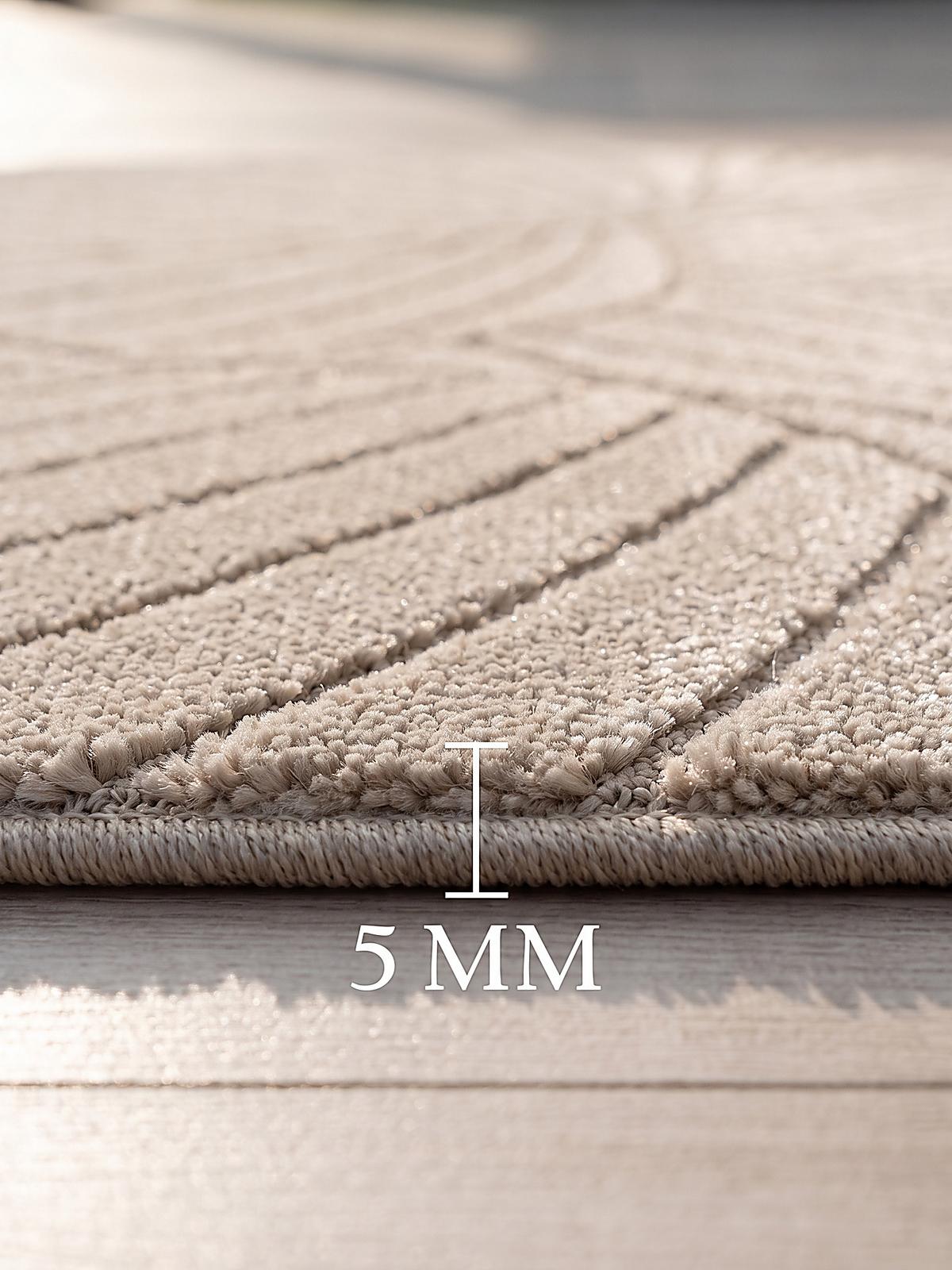 TEPPICH Outdoor, Fußbodenheizung-geeignet, mit Blattmotiv, ENGADIN in Beige, Ø 160 cm - Beige, Textil (160/160cm) - KADIMA DESIGN