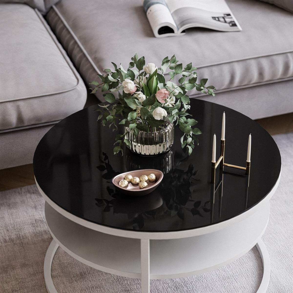 COUCHTISCH CIRI SLIM GLASS mit Regal - Schwarz/Weiß, Glas (60/60/41cm) - Lookway