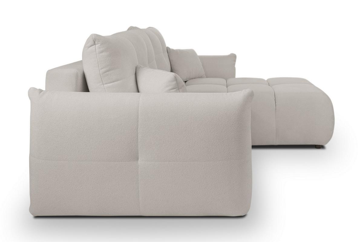 ECKSOFA MODA S Hellgrau Geflochtener Stoff mit Schlaffunktion - Hellgrau, Holz (257/177cm) - MASSENO