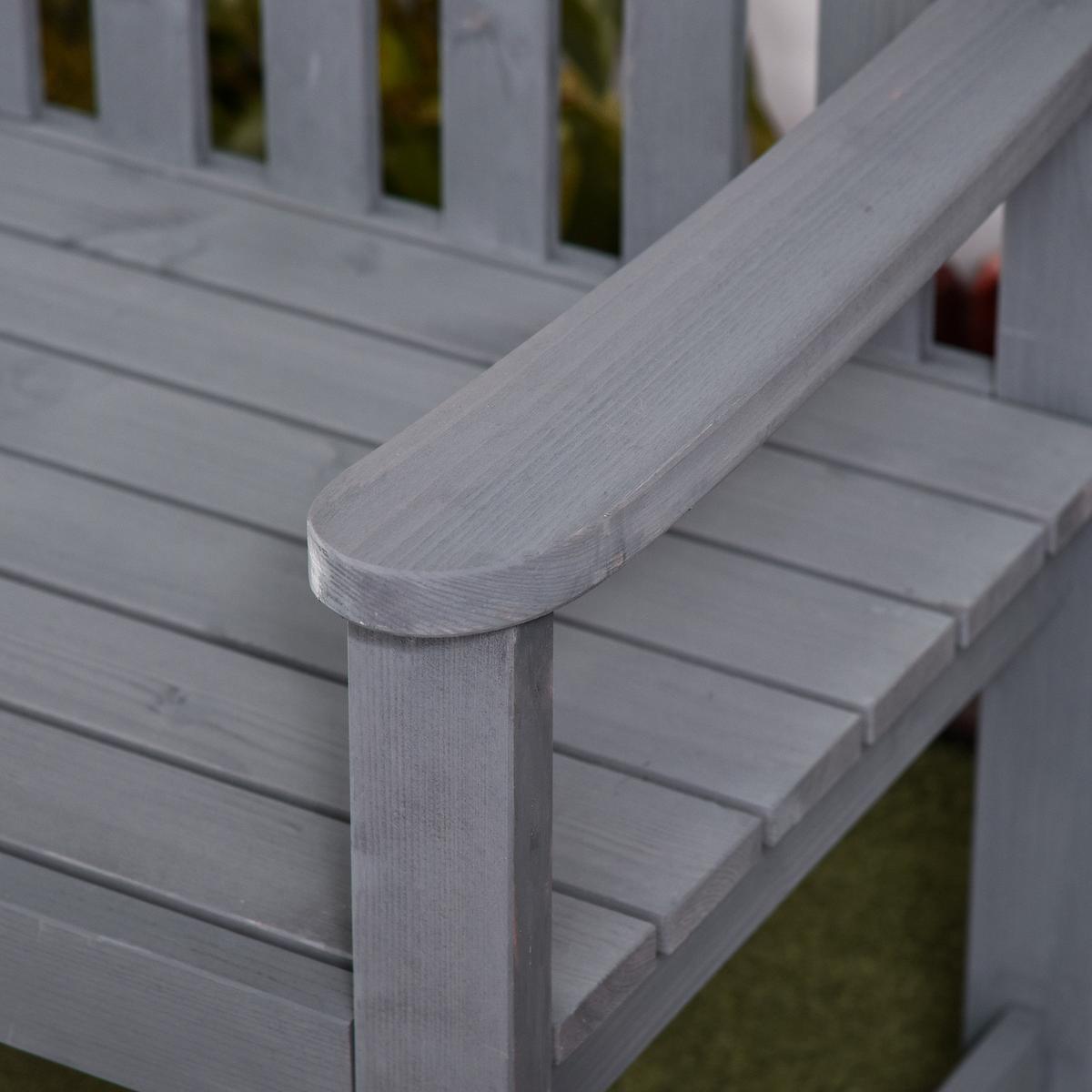 GARTENBANK 2-Sitzer Grau 143/51/85 cm - Grau, Holz (51/85/143cm) - Outsunny
