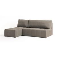 ECKSOFA DOMIRA Beige Plüsch-Stoff mit Schlaffunktion - Beige, Holz (200/141cm) - MASSENO