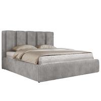 POLSTERBETT SAVINO CLASSIC 140/200 - Hellgrau Cord - Multipocket-Matratze - Hellgrau, Textil (140/200cm) - MKS