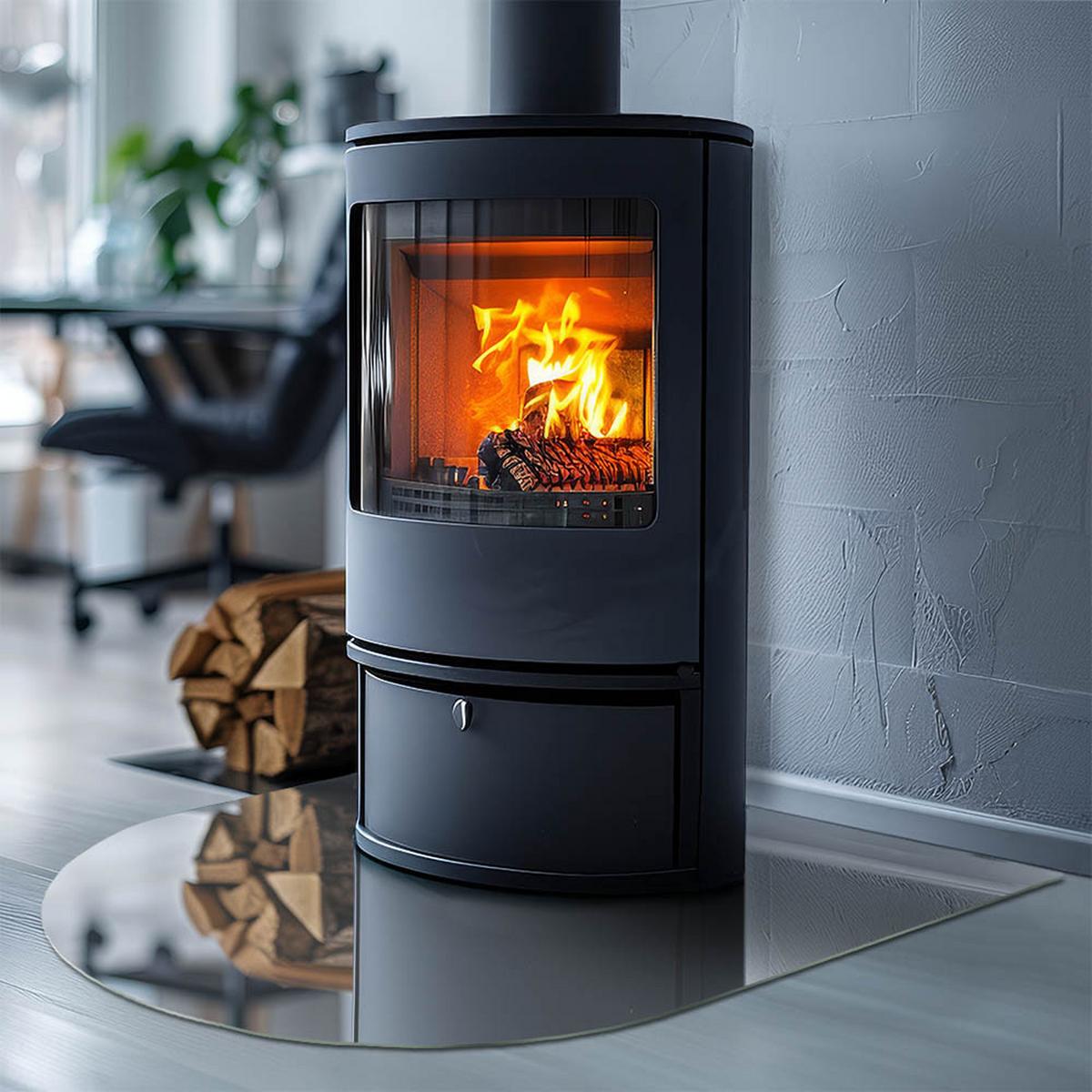 GLASPLATTE für Kamin 80x70 cm - Grau, Glas (80/70/0.4cm) - TULUP