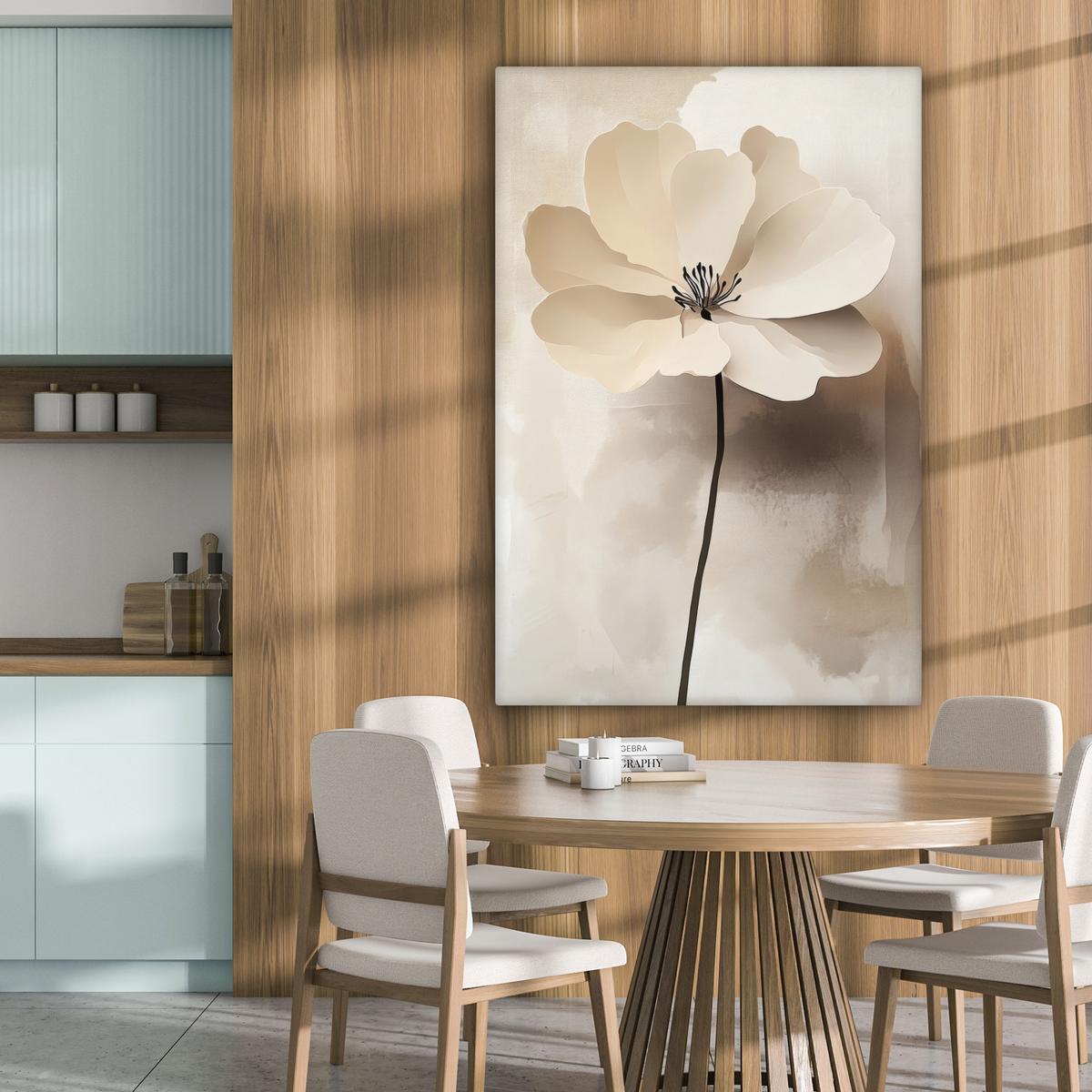 LEINWANDBILD Blume - Beige - Farbe - Schatten Deko XXL 80x120 cm - Creme, Textil (80/120cm) - MuchoWow