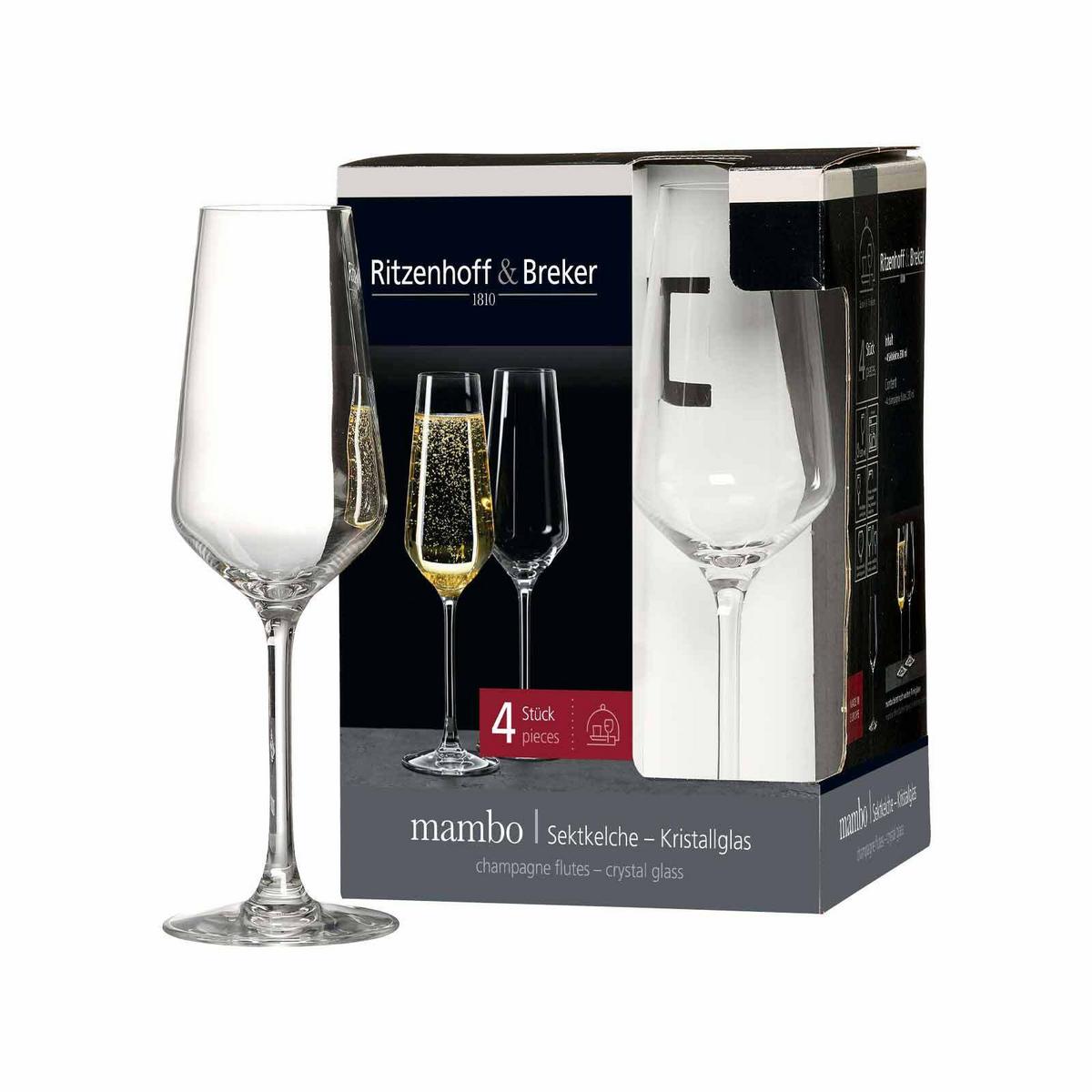 SEKTGLÄSER Mambo transparent 230 ml 4er Set - Transparent, Glas (0.23L) - Ritzenhoff Breker