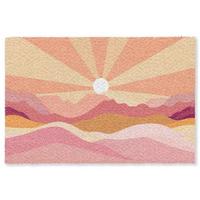 FUSSMATTE Berge - Abstrakt - Sonnenstrahlen - Rosa Sauberlaufmatte 180x120 cm - Rosa, Kunststoff (180/0.4cm) - MuchoWow