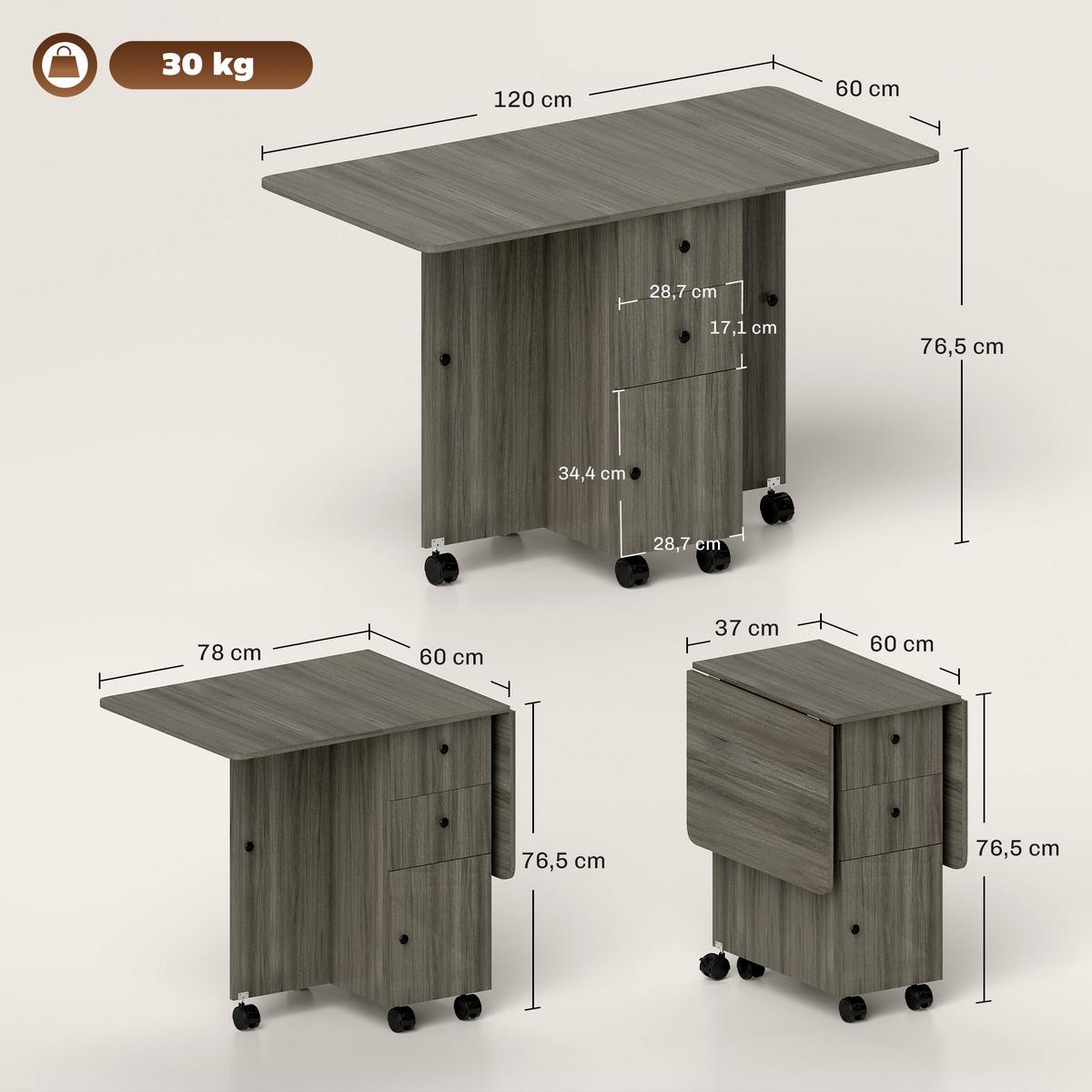 ESSTISCH Oryvin 120/60/76.5 cm - Grau, Holz (120/60/76.5cm) - ZMH
