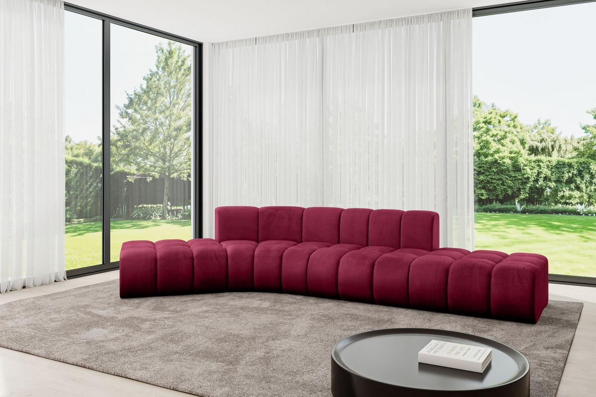ECKSOFA modulares Sofa Solven-L1 - 380x174x70 cm Bordeauxrot - Bordeaux, Holzwerkstoff/Textil (380/174cm) - ALTDECOR