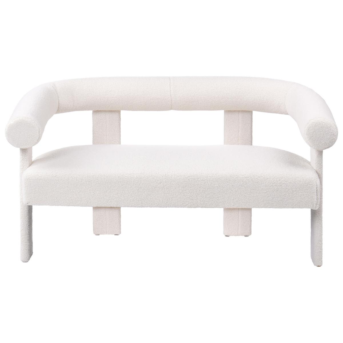 2-SITZER-SOFA Bouclé Cremeweiß Ilbro - Creme, Textil (138/76/68cm) - Beliani