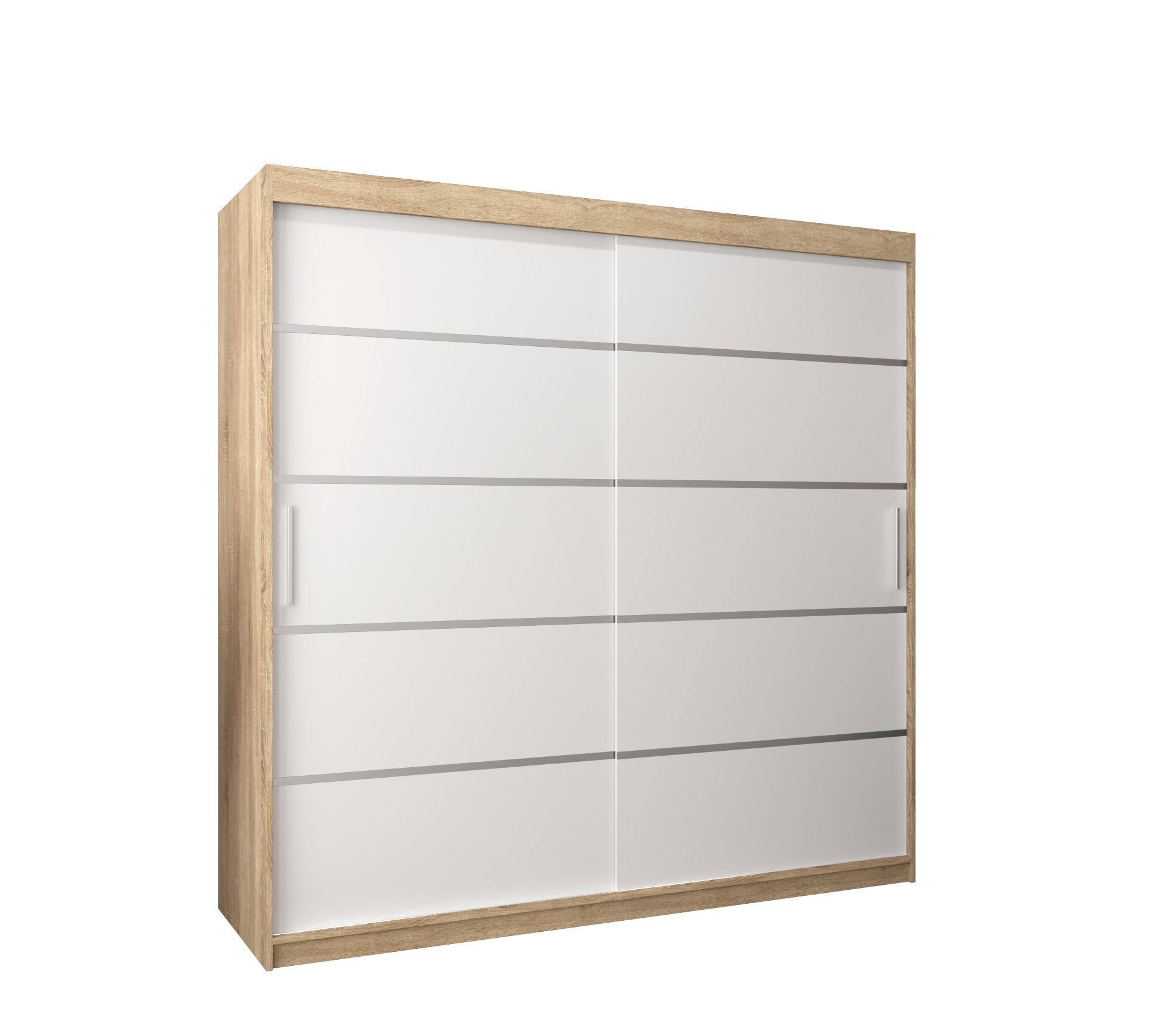SCHWEBETÜRENSCHRANK 200/250/62 3-türig - Silberfarben/Weiß, Holz/Kunststoff (250/200/62cm) - MÖBEL KRYSPOL