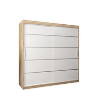 SCHWEBETÜRENSCHRANK 200/200/62 2-türig - Silberfarben/Weiß, Holz/Kunststoff (200/200/62cm) - MÖBEL KRYSPOL