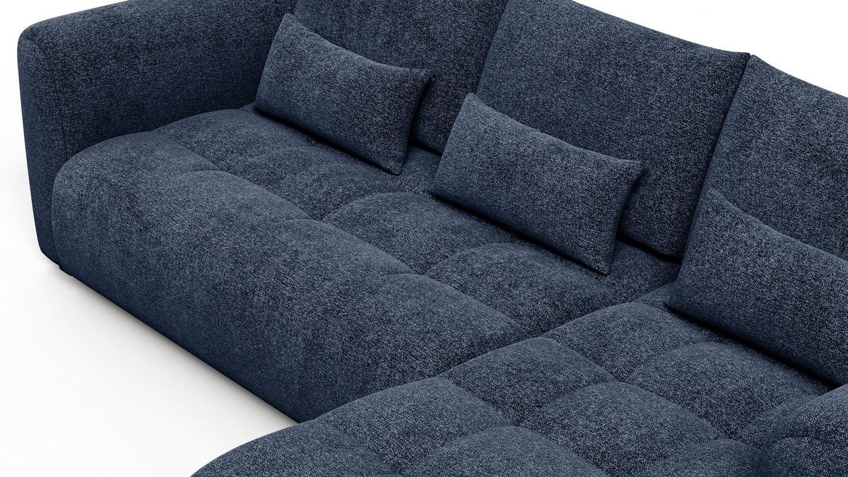 ECKSOFA SORENO 4-Sitzer, dunkelblau - Schwarz/Dunkelblau, Holz/Textil (293/171cm) - Wozimo