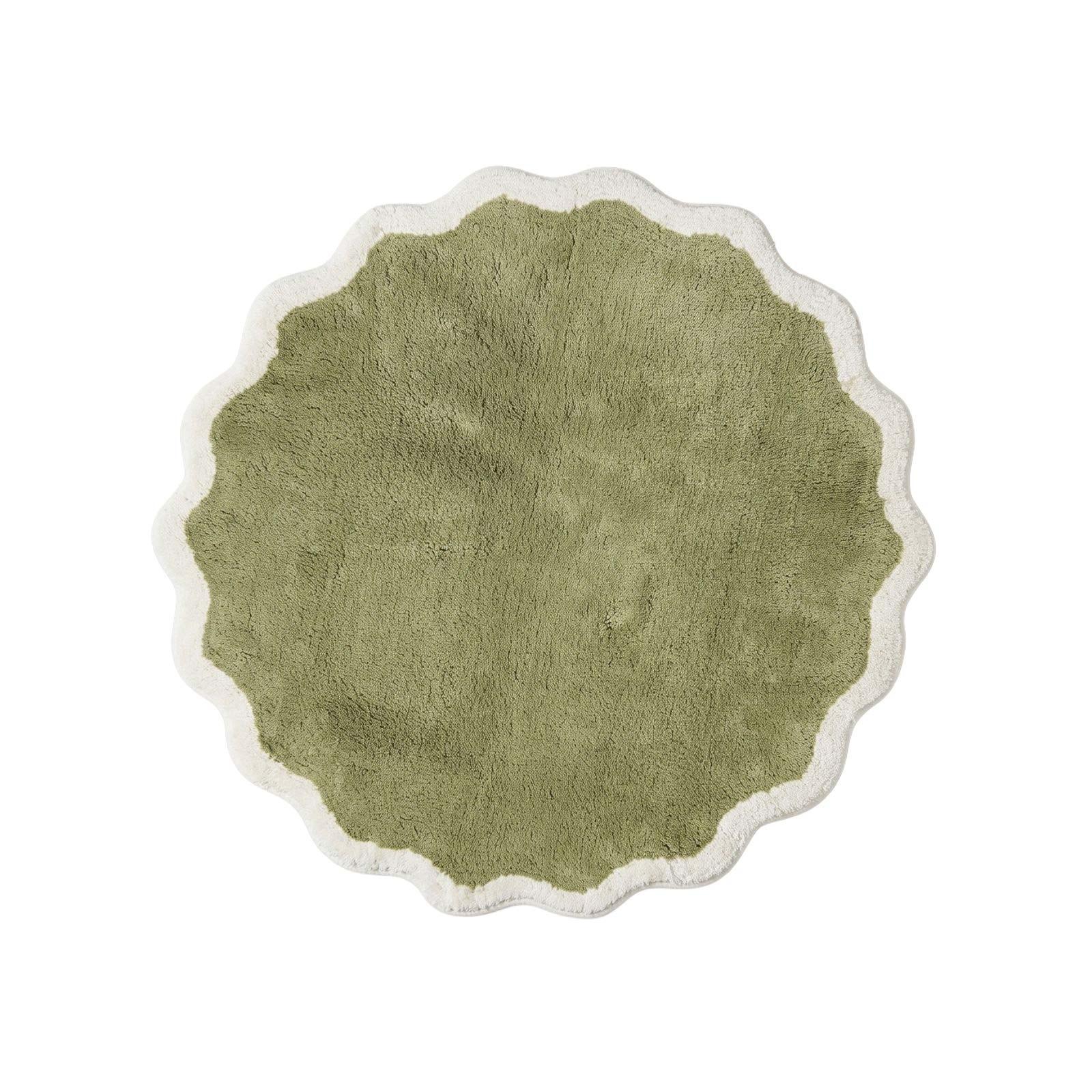 BADTEPPICH Wellenrand, rund 70 cm, 100 % Baumwolle - Grün, Textil (70/70cm) - Homescapes