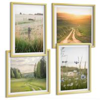 BILDER SET 4er Set - 50x50 cm & 40x60 cm Goldrahmen - Landschaften Natur Felder Sonne - Goldfarben, Kunststoff (50/50cm) - TULUP