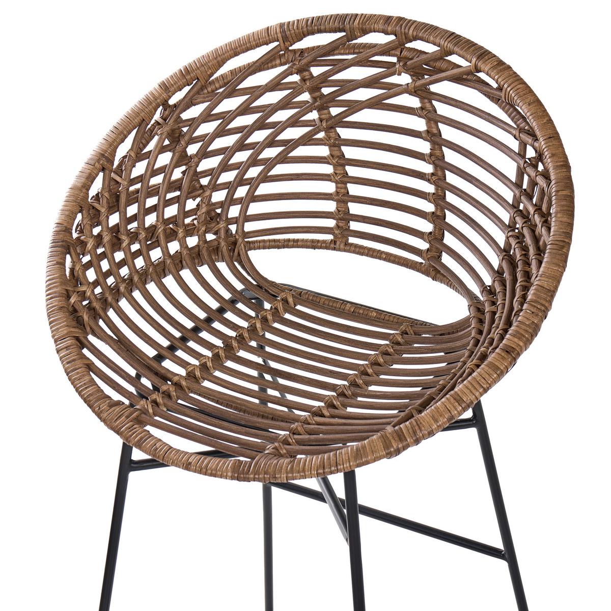 BARSTUHL 2er-Set Rattan Braun Windom - Braun, Naturmaterialen (56/95/51cm) - Beliani