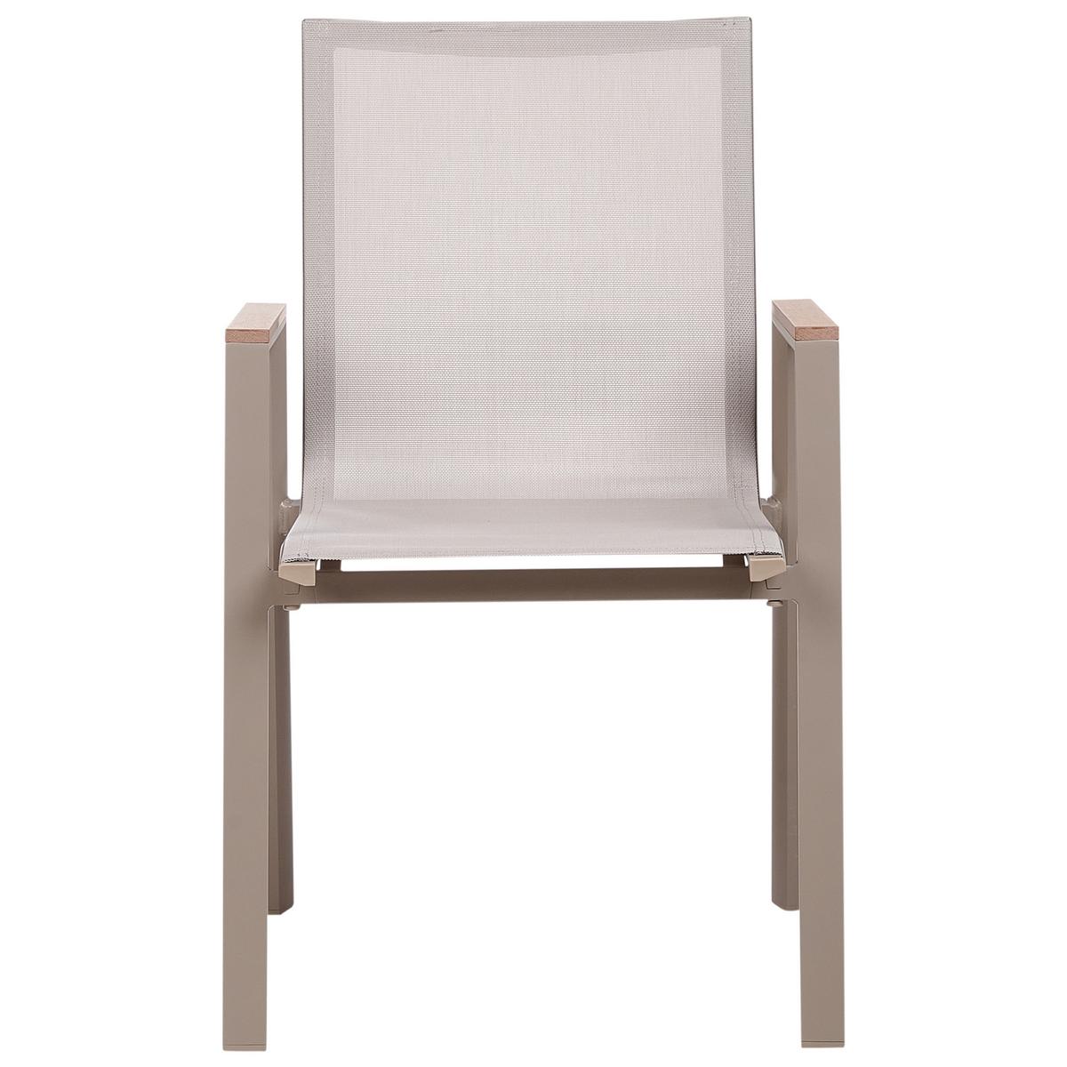 GARTENSTUHL 4er Set Heller Holzfarbton Tiano - Hellbraun/Grau, Metall (56/90/56cm) - Beliani