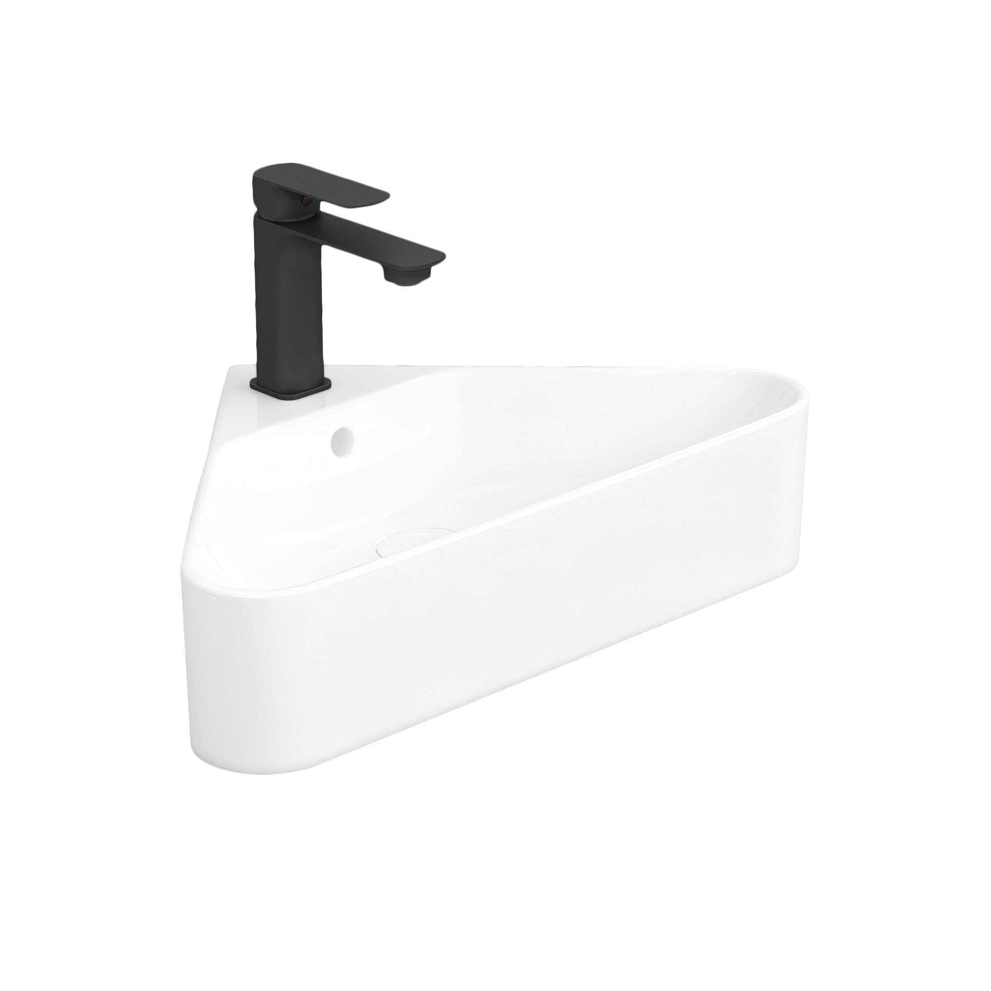 WASCHBECKEN Dreieckig Keramik Aufsatzbecken 56/34,5/13 cm - Weiß, Keramik (56/13/34cm) - EMKE