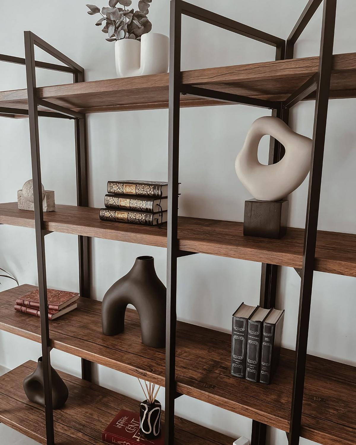 BÜCHERREGAL 4 Fächer Compton - Dunkelbraun, Holzwerkstoff (160/165/36cm) - Beliani