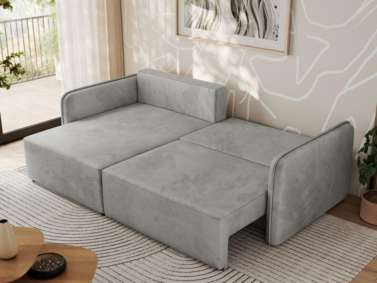ECKSCHLAFSOFA MESTO L Hellgrau Velvet - links - Hellgrau/Schwarz, Kunststoff/Textil (227/147cm) - MKS