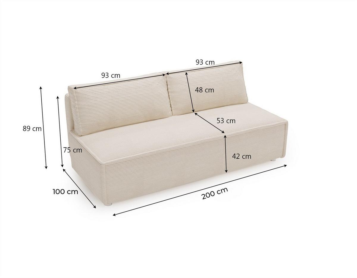 SCHLAFSOFA Amanda In Zoom - Hellgrau, Holzwerkstoff/Textil (200/89/100cm) - Fun Möbel