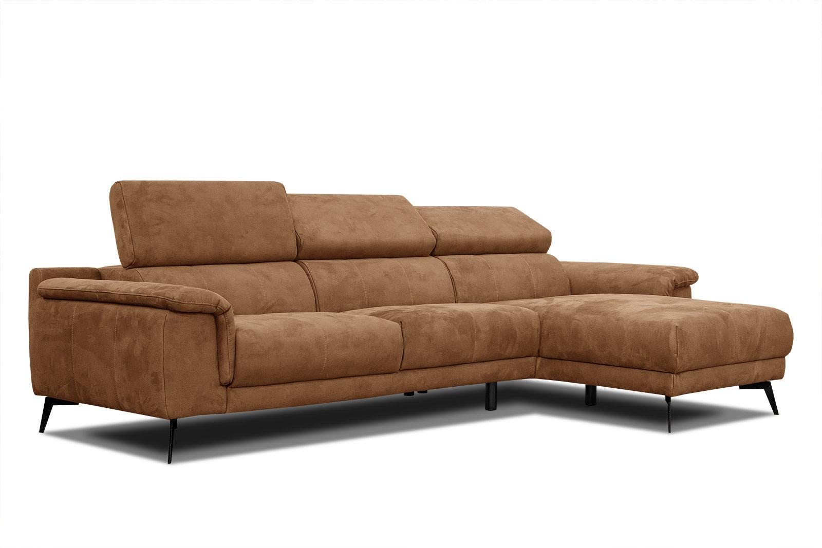 ECKSOFA FIERO 4-Sitzer, braun - Schwarz/Braun, Holzwerkstoff/Textil (288/170cm) - Wozimo