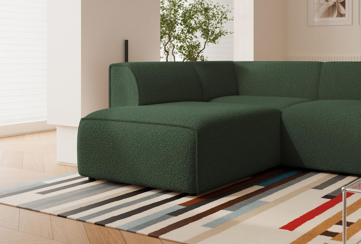 ECKSOFA ZAVO Links Feiner Mischstoff in Grün - Grün, Kunststoff/Textil (310/218cm) - Idohome