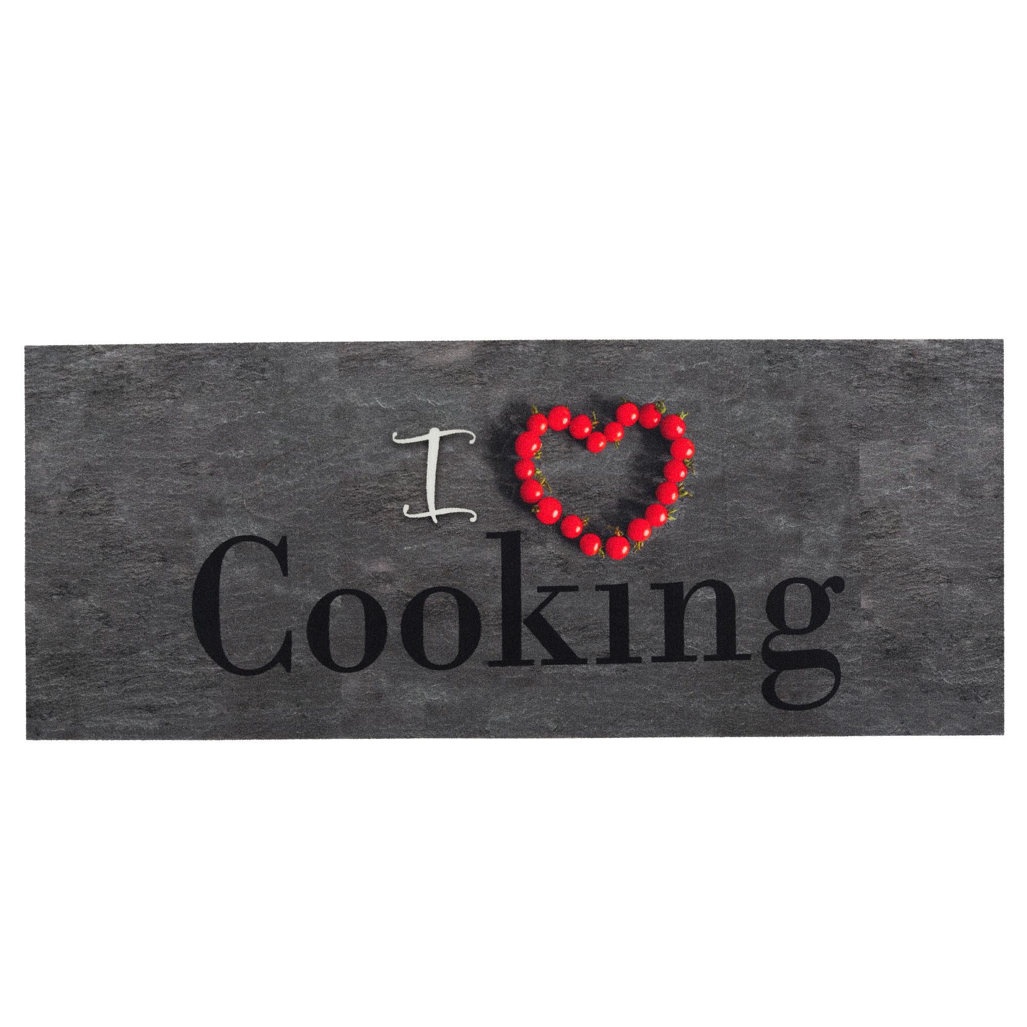 KÜCHENLÄUFER TEPPICH TRENDY I LOVE COOKING - Grau, Textil (45/145cm) - Pergamon
