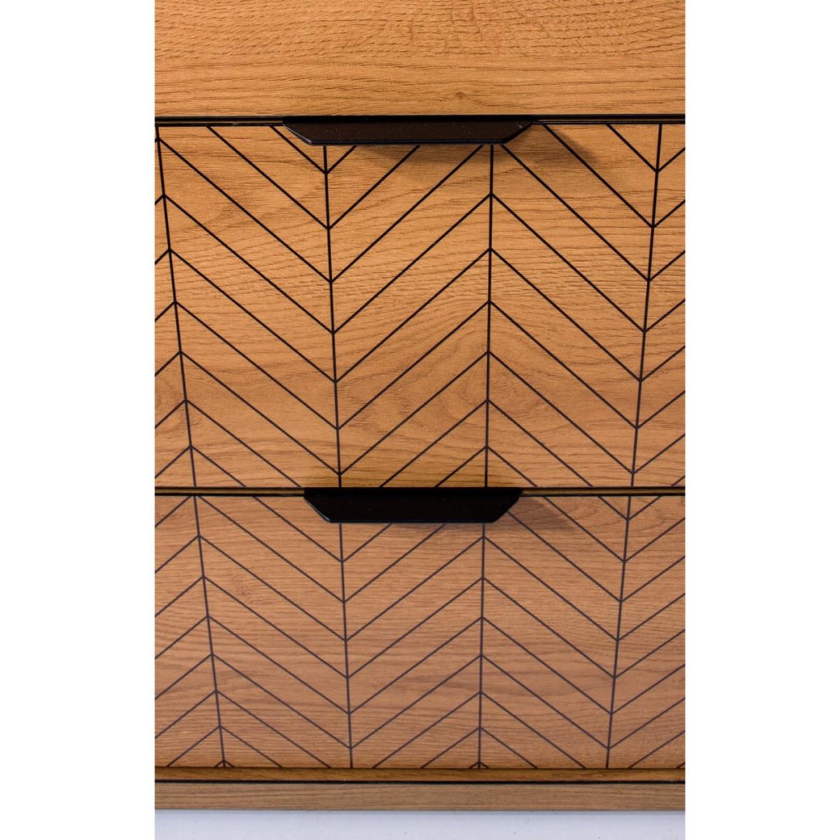 KOMMODE Fun mit 3 Schubladen und 1 Tür, mit Beinen - Eichefarben/Schwarz, Holzwerkstoff (117.5/102/41cm) - Beautysofa