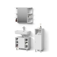 BADMÖBEL-SET Fucino Weiß 3 Teile, mit Midischrank - Weiß, Holzwerkstoff (60/54/32cm) - Livinity®