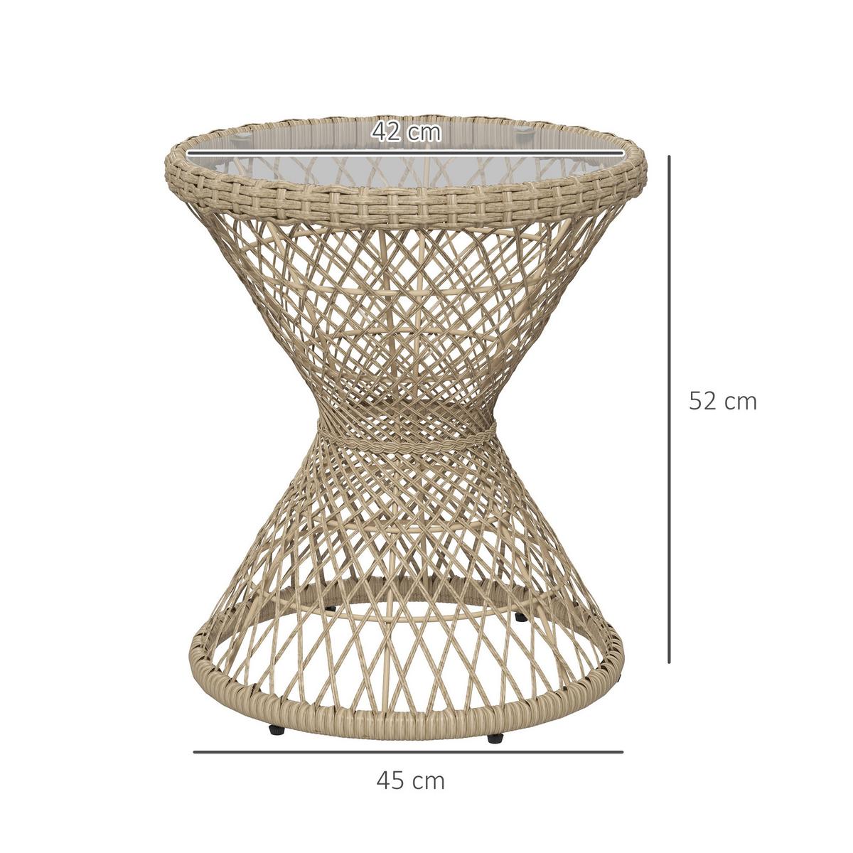 GARTENTISCH, Braun, Stahl, PE Rattan - Braun, Kunststoff (45/45/52cm) - Outsunny