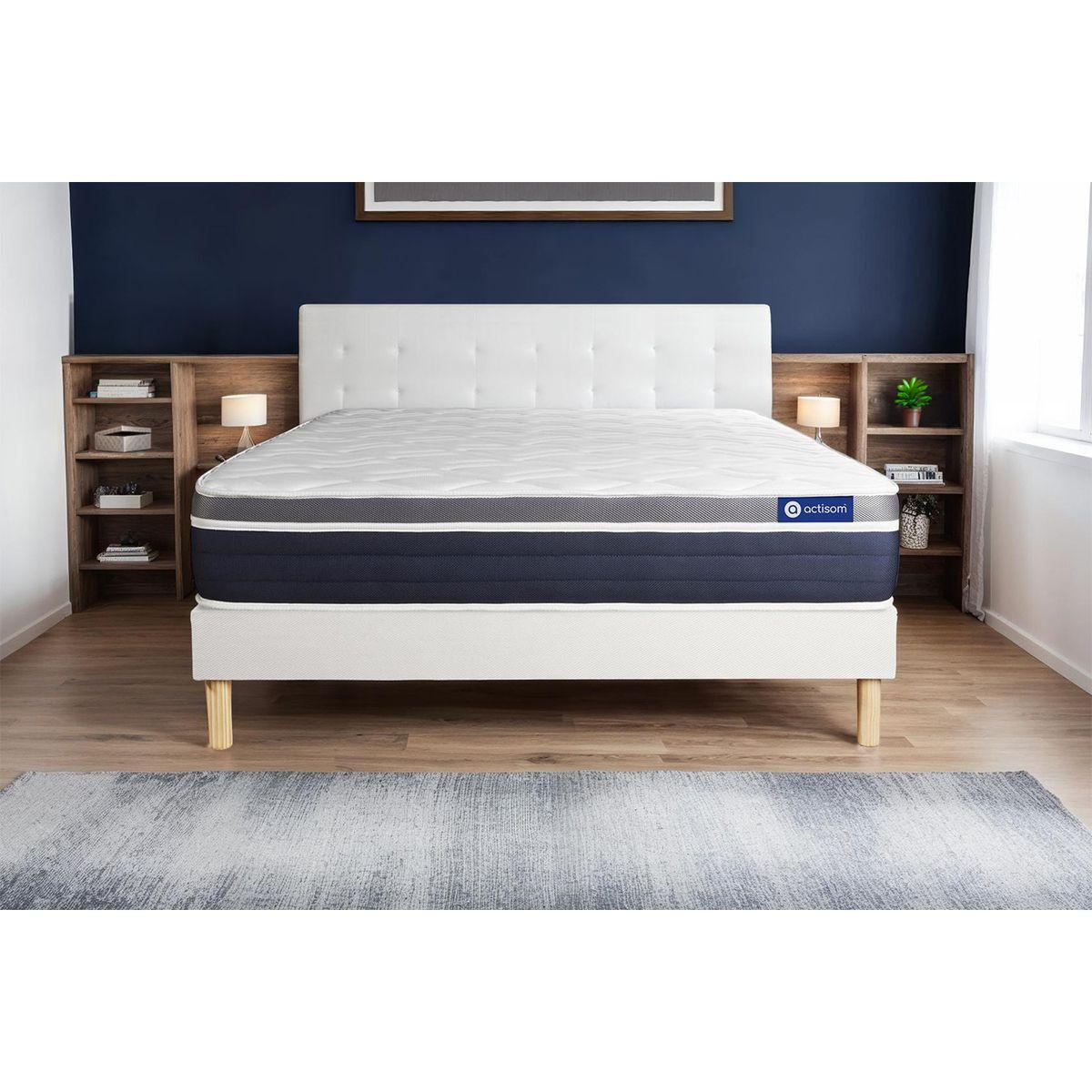 BETT Actimemo confort Memory-Schaum 120 x 190 cm h2 - Kit Bettgestell Weiß - Beige/Weiß, Karton/Holz (120/190cm) - ACTISOM