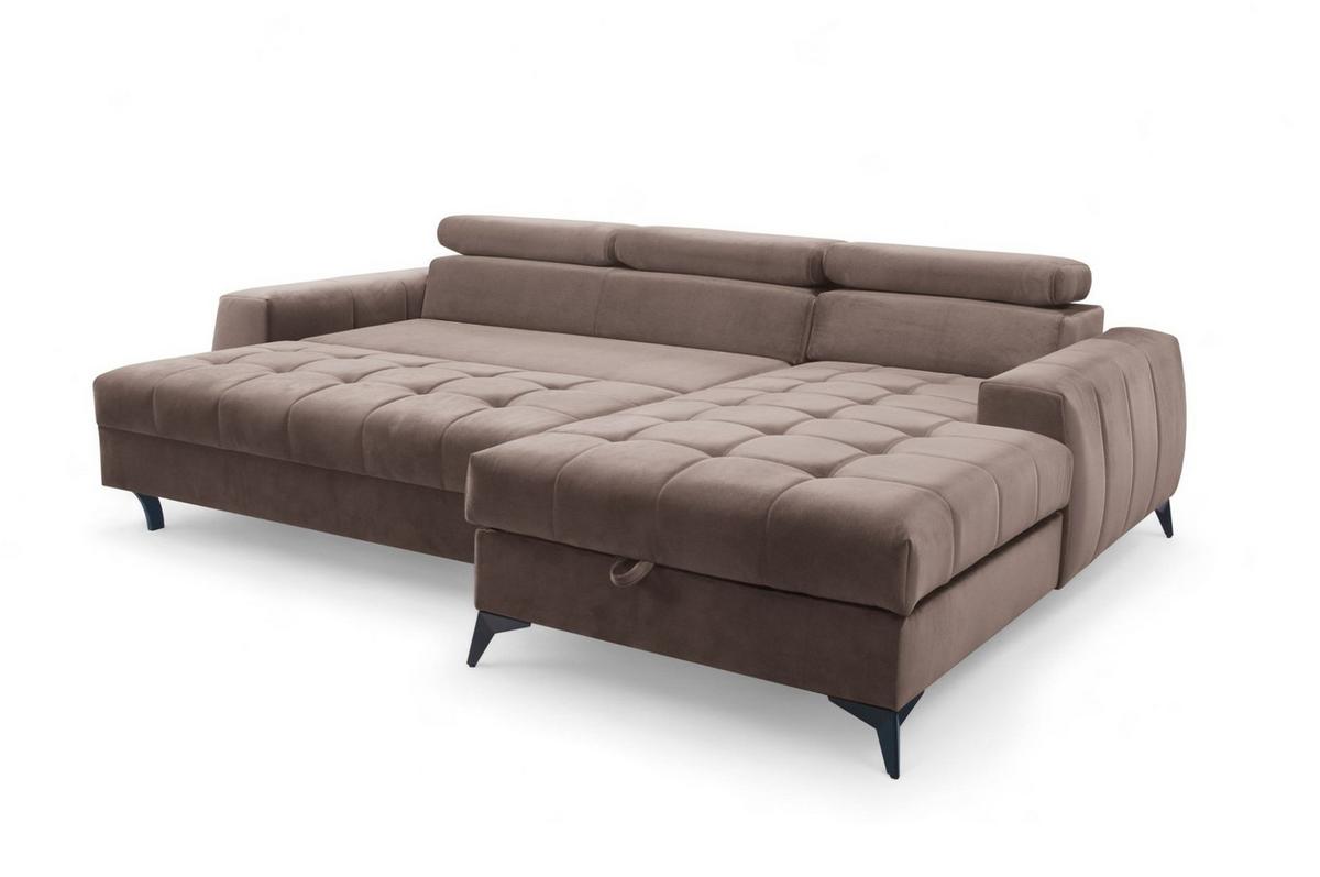 ECKSOFA Agnesa Xs In Salvador - Braun, Holzwerkstoff/Textil (260/200cm) - Fun Möbel