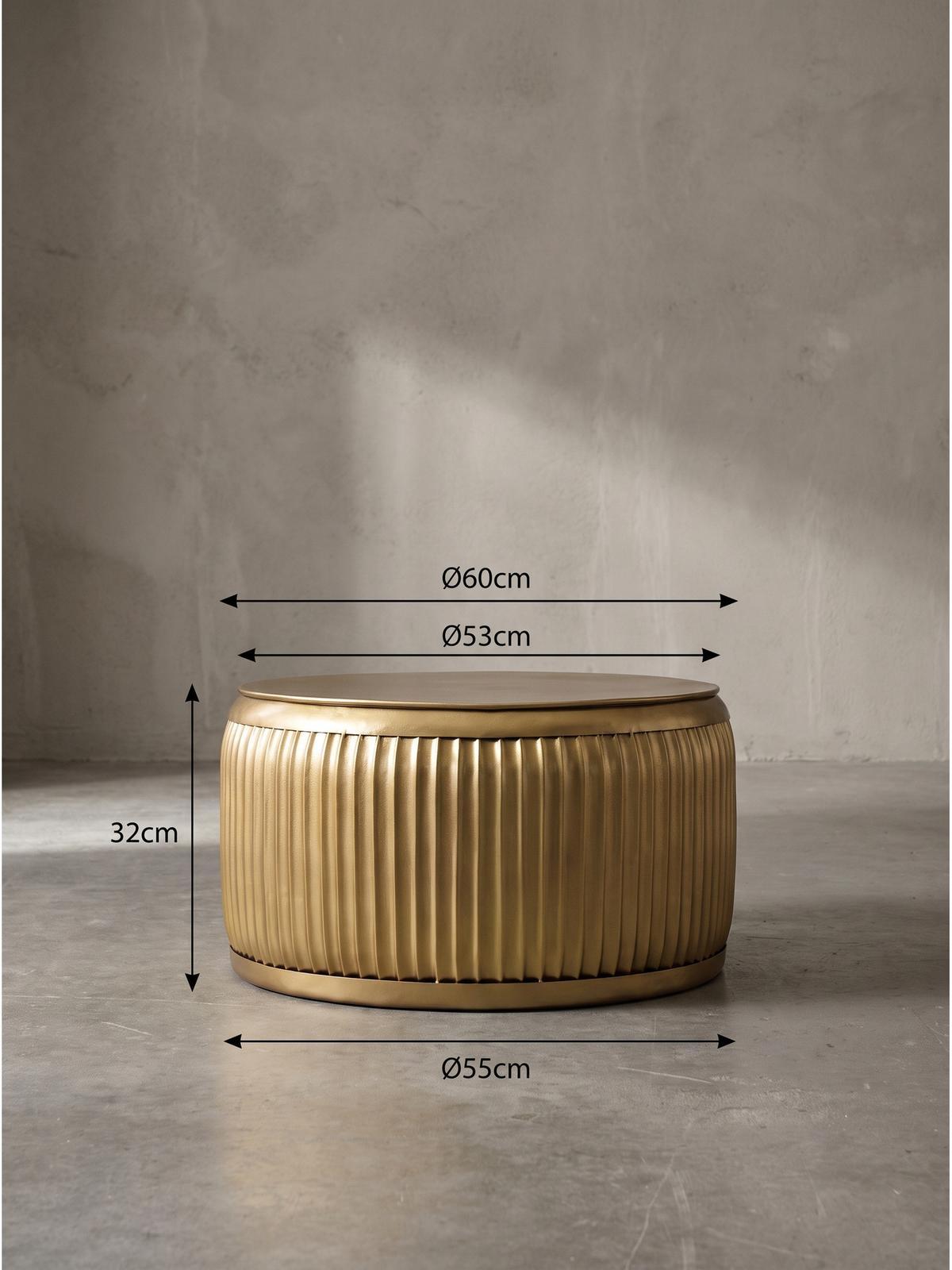 COUCHTISCH LAITA, Eisen, mit Stauraum, Gold, Ø 60 x 32 cm - Goldfarben, Metall (60/60/32cm) - KADIMA DESIGN