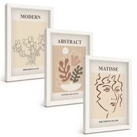 BILDER SET 3er Set - 20x30 cm Weißer Rahmen - Moderne Pflanzenlinien - Weiß, Kunststoff (20/30cm) - TULUP