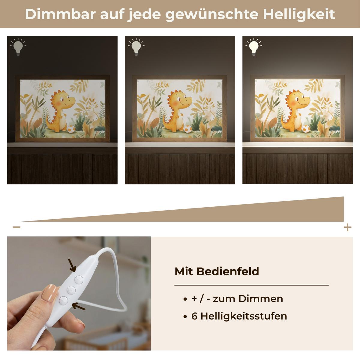 NACHTTISCHLAMPE Dino - Fußball - Orange 30x20 cm - Beige, Holzwerkstoff (8/30/20cm) - OnlyWow