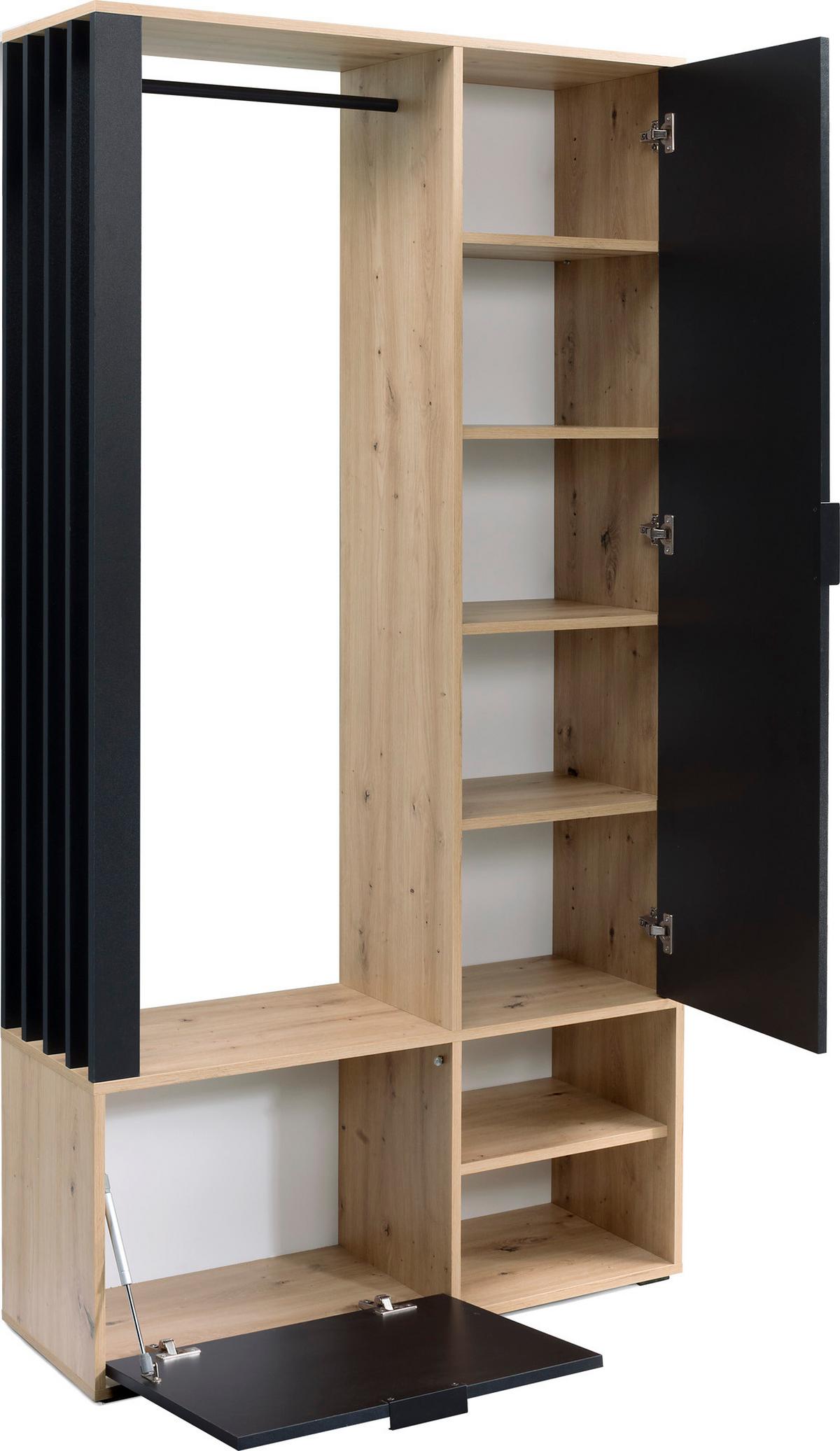 GARDEROBEN-SET Lena Uni mit Spiegel, Sitzbank & Kleiderstange – 100/189/33 cm – Beige, Kaschmir - Beige, Holzwerkstoff (100/189/33cm) - WFL GROUP