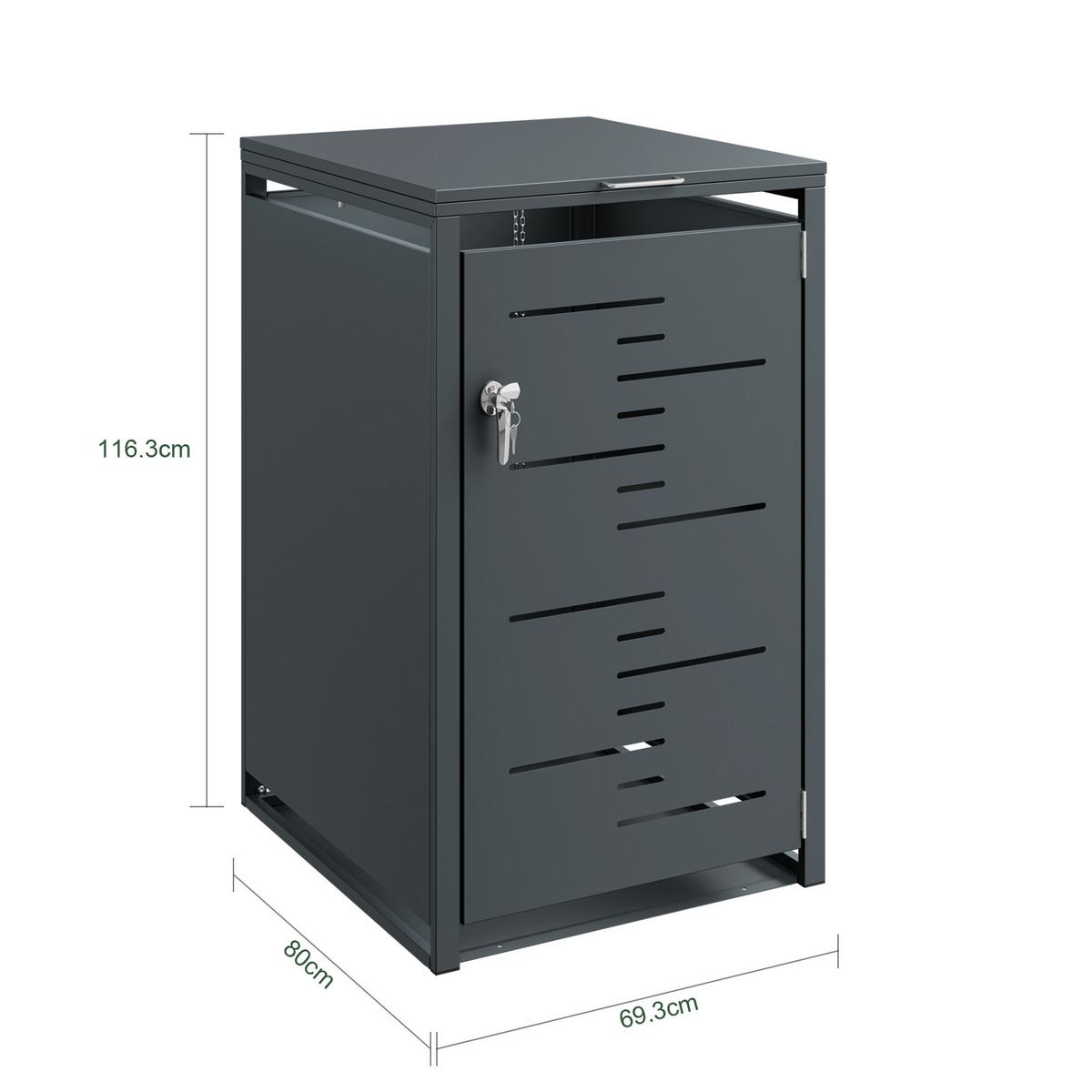 MÜLLTONNENBOX Metall Einzelbox 240 L 69,2×116,2×80,2 cm - Dunkelgrau, Metall (69/116/80cm) - SoBuy