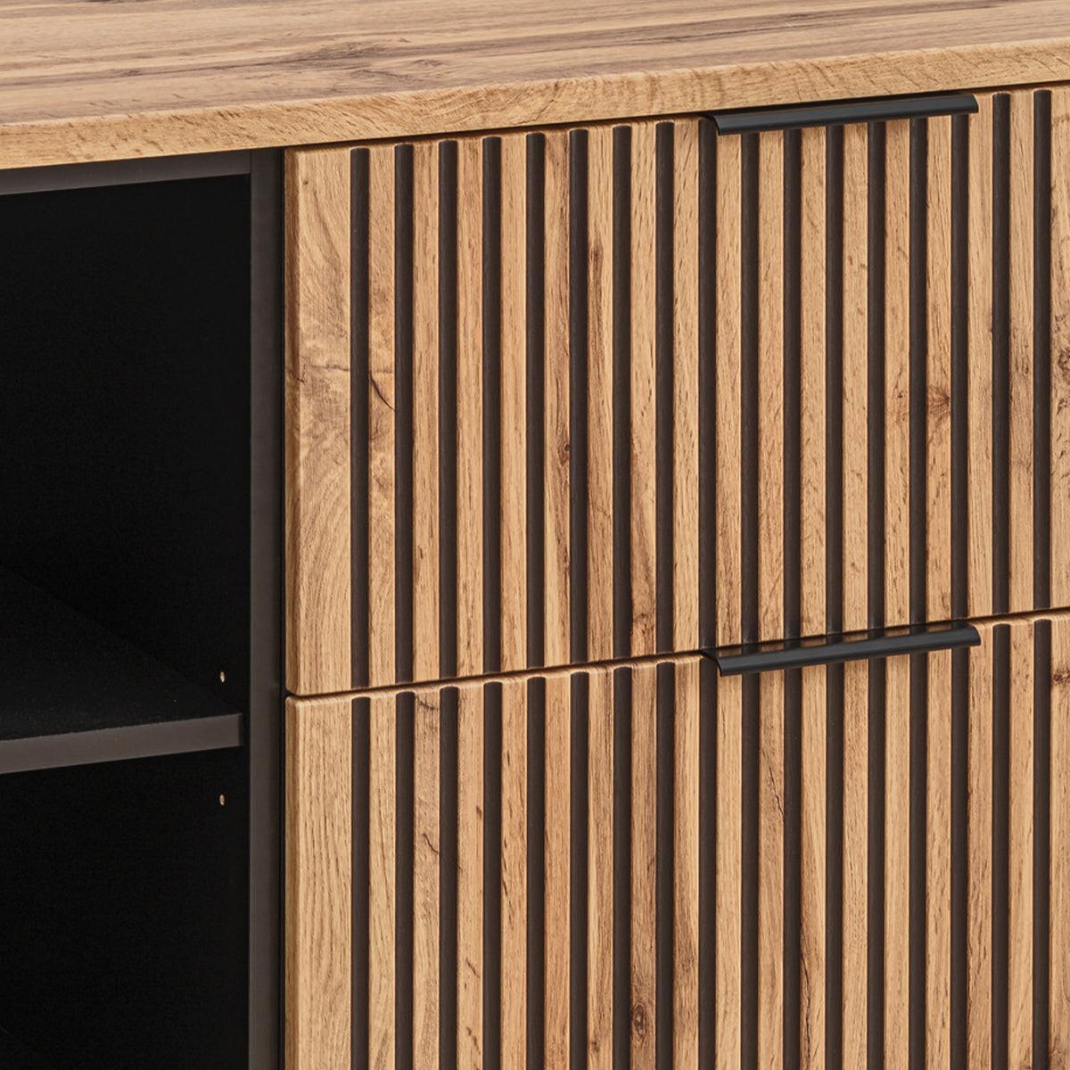 WASCHTISCHUNTERSCHRANK 140.6cm Gaia Holz in Eichenoptik und Schwarz - Schwarz, Holzwerkstoff (140.6/59/46cm) - Petits-meubles