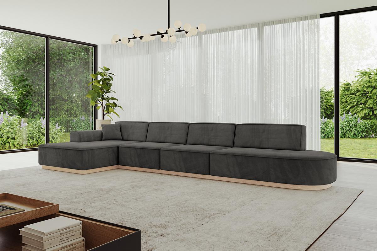 ECKSOFA Ottomane Links IREA-L3 - 412x165x80 cm Ecru - Anthrazit, Holzwerkstoff/Textil (412/165cm) - ALTDECOR